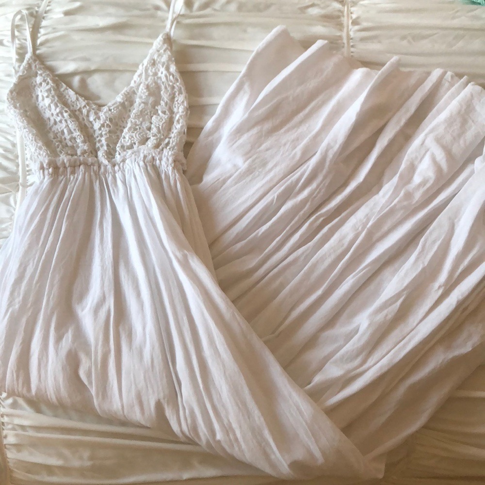 White open back maxi dress